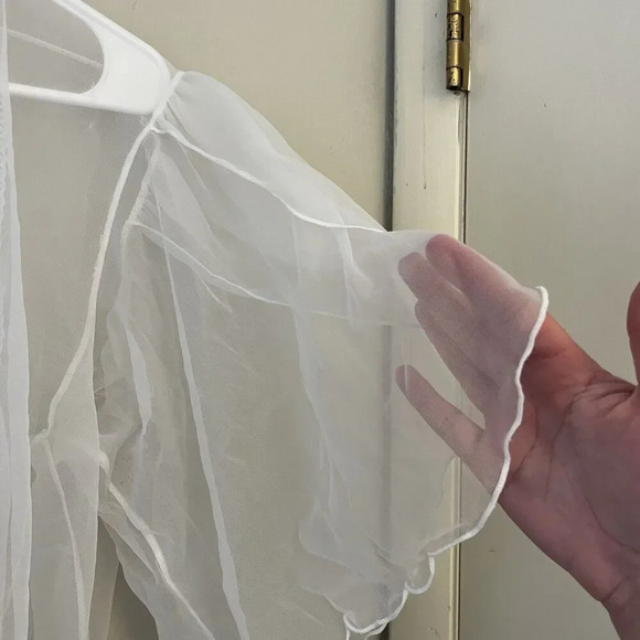 Seductive Wear White Sheer Topper Jacket M Women Lace Coquette Cottagecore Fairy - Picture 5 of 7